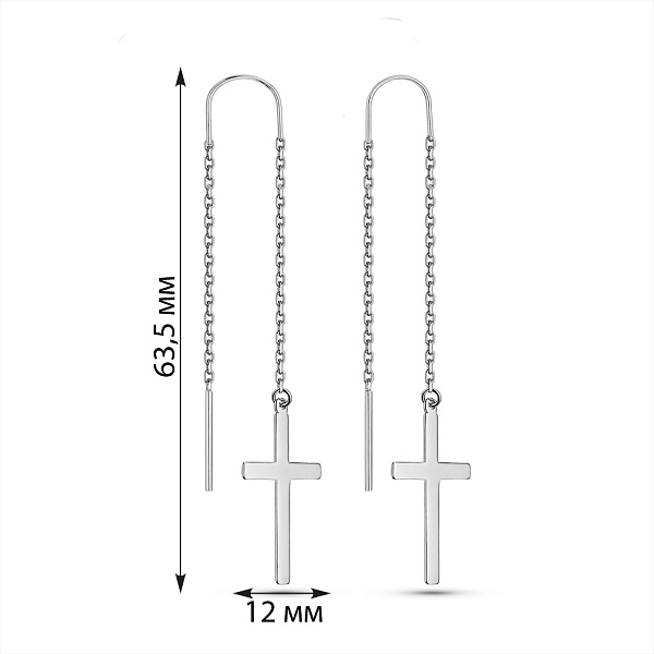 Серебряные сережки-протяжки Крестики (арт. 7502/2052647) – изображение 2