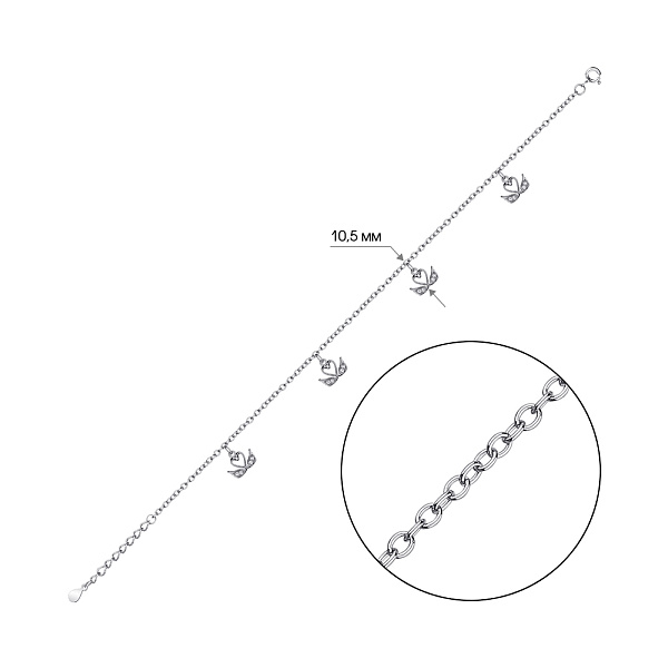 Серебряный браслет с подвесками и фианитами (арт. 7509/4748н) – изображение 2