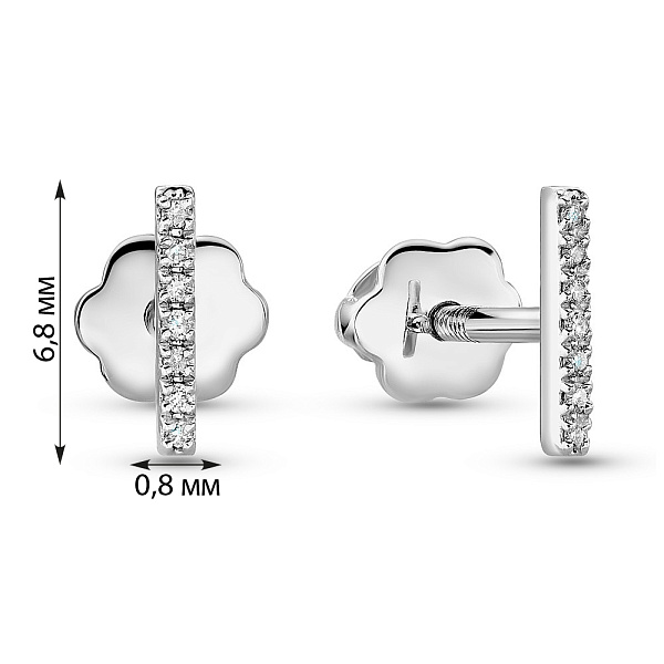 Пусеты из белого золота с бриллиантами  (арт. С341328б) – изображение 4