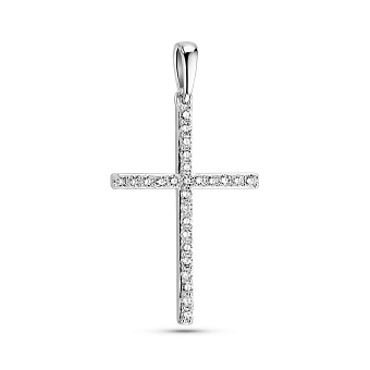 Фото Золота підвіска-хрестик з діамантами (арт. П341670015б)