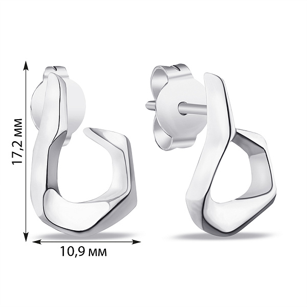 Серебряные сережки без камней (арт. 7518/6301) – изображение 2