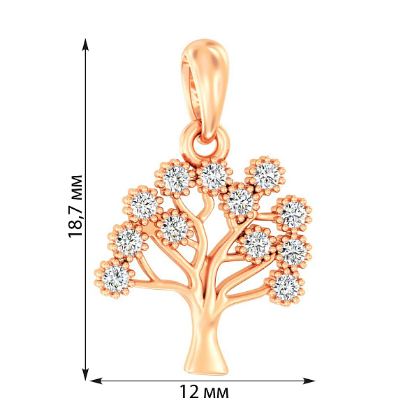 Золотой кулон "Дерево" с фианитами (арт. 440695) – изображение 3