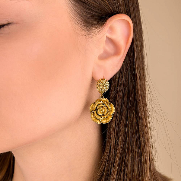 Золоті сережки Троянда Francelli (арт. 1091355ж) – зображення 2