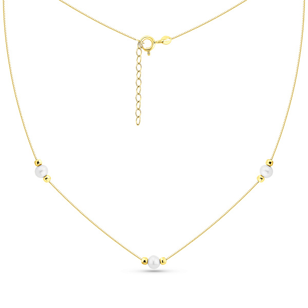 Кольє з жовтого золота з перлинами (арт. 352767жпрлб) – зображення 2