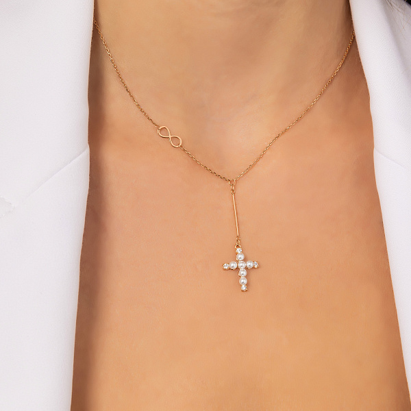 Золоте кольє з перлами (арт. 352606прлб) – зображення 3