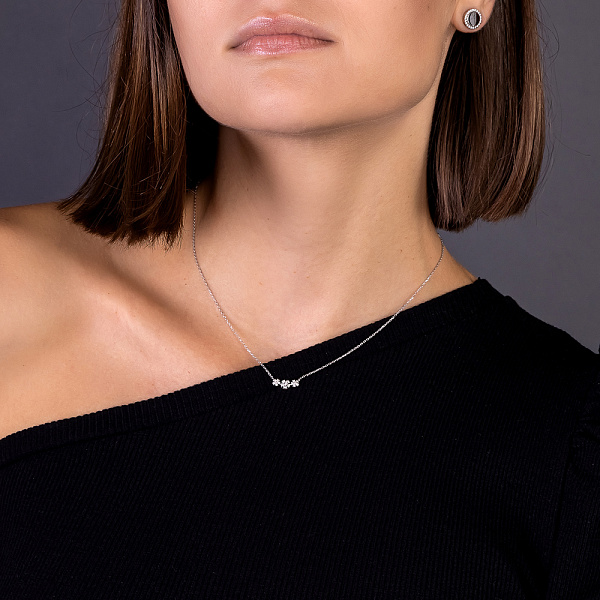 Колье из белого золота Цветы с бриллиантами (арт. Ц341286010б) – изображение 3