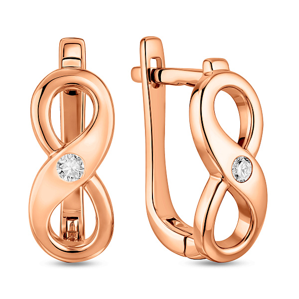 Сережки из золота Бесконечность с фианитами (арт. 110754) – изображение 3
