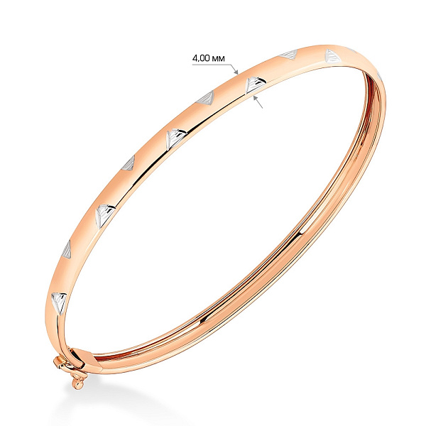 Жорсткий золотий браслет з візерунковим гравіюванням (арт. 337078/4р) – зображення 2