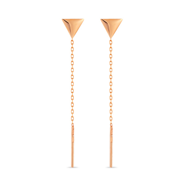 Сережки-протяжки «Трикутники» з червоного золота (арт. 106001) – зображення 1