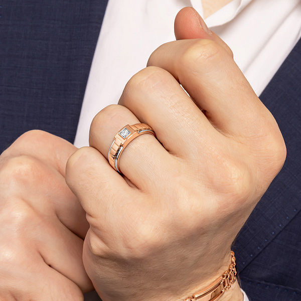 Золота печатка з діамантом (арт. К170085) – зображення 2