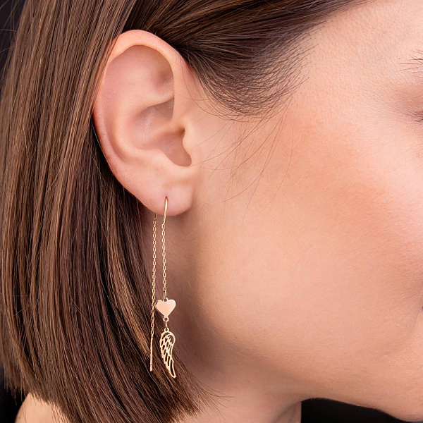 Серьги-протяжки из красного золота (арт. 1091264) – изображение 2