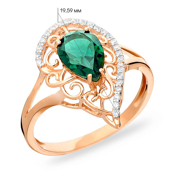 Золотое кольцо с кварцем и фианитами (арт. 140669Пз) – изображение 2