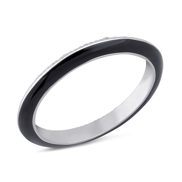 Тонка срібна каблучка зі фіанітами та емаллю (арт. 7501/8369еч) – зображення 2