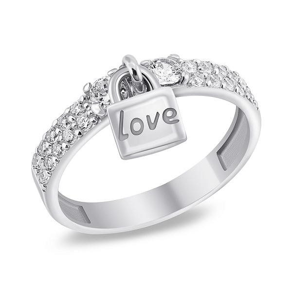 Срібна каблучка Замочок з фіанітами (арт. 7501/673кп) – зображення 1