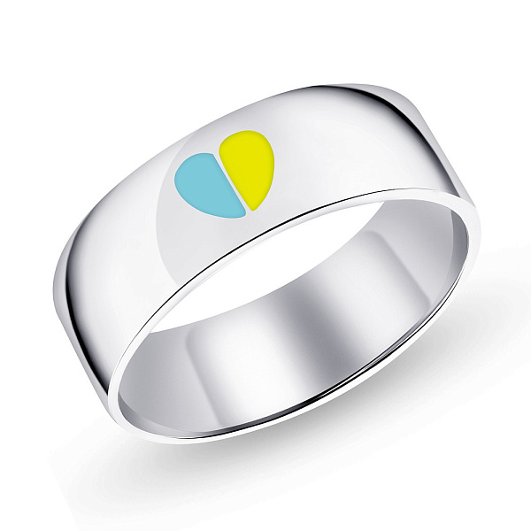 Серебряное кольцо с патриотическим сердечком (арт. 7501/464егжкп) – изображение 1