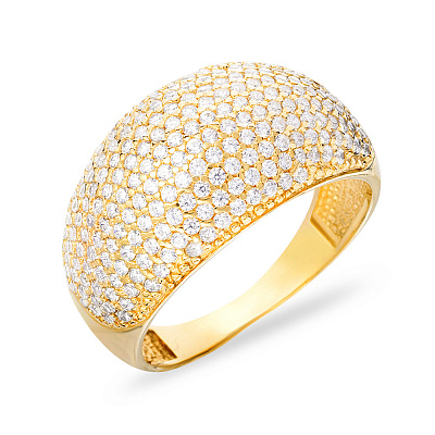 Золотое кольцо в желтом цвете металла с фианитами (арт. 140343ж)