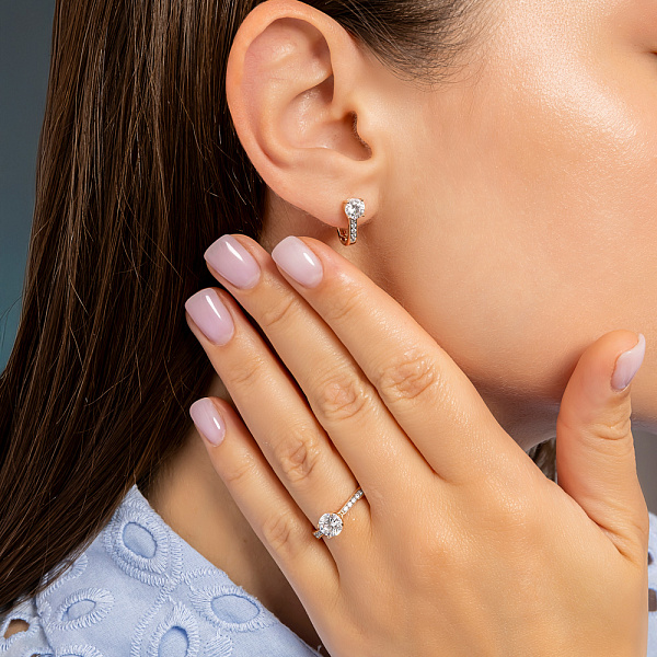 Сережки з червоного золота з фіанітами (арт. 111264) – зображення 4