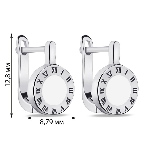 Срібні сережки з білою емаллю (арт. 7502/4388/8еб) – зображення 2