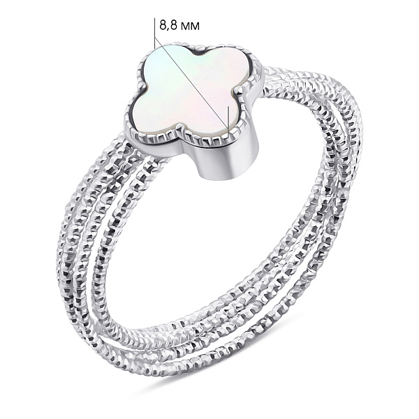 Серебряное кольцо Клевер с перламутром (арт. 7501/6905/8п) – изображение 2