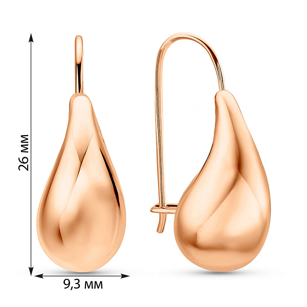 Серьги из красного золота Капля (арт. 1091457/1) – изображение 4