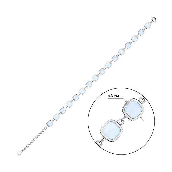 Серебряный браслет с опалом (арт. 7509/4118Поб) – изображение 2