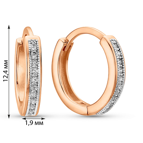 Золотые серьги-кольца с бриллиантами (арт. С011559005) – изображение 4