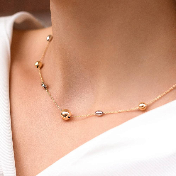 Колье из желтого и белого золота без камней (арт. 352188жб) – изображение 2