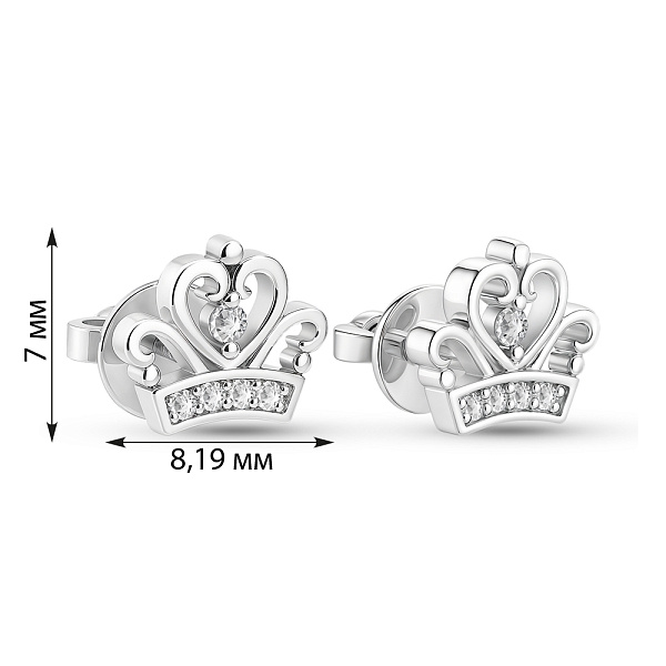 Золоті пусети з діамантами Корона (арт. Т011203005б) – зображення 3