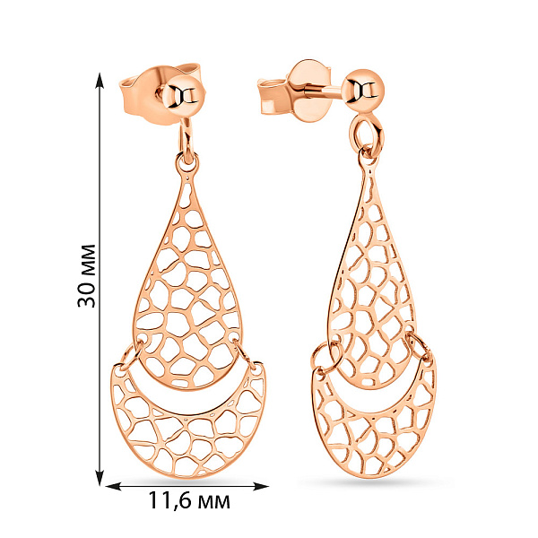 Золотые серьги-пусеты с подвеской (арт. 109228) – изображение 5