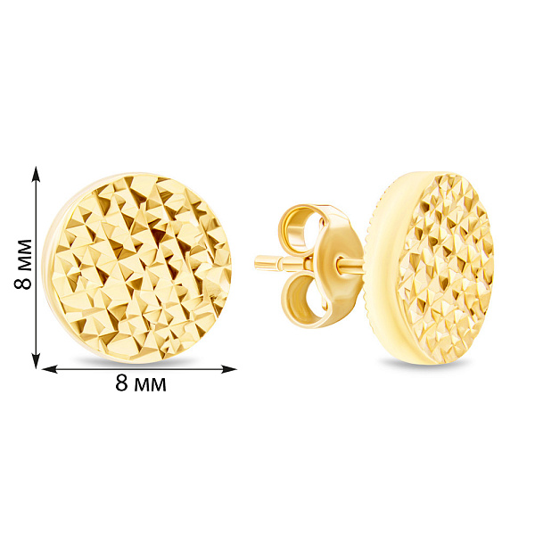 Золотые серьги-пусеты «Монеты» (арт. 107862/2ж) – изображение 2