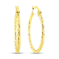 Сережки-кільця з жовтого золота з алмазною гранню (арт. 122001/30ж)