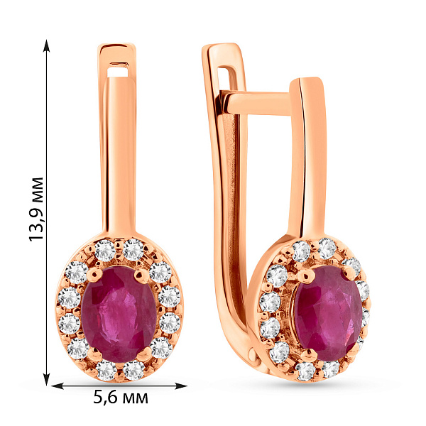 Серьги из красного золота с рубинами и бриллиантами (арт. С011785р) – изображение 4