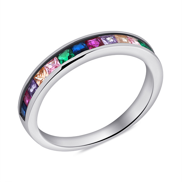Срібна каблучка з доріжкою з альпінітів (арт. 7501/6200ацв) – зображення 1
