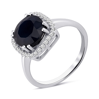Серебряное кольцо с сапфиром и фианитами (арт. 7501/2119982Спс)