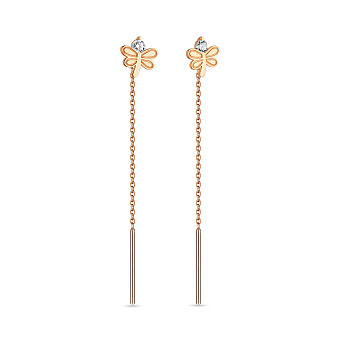 Фото Золоті сережки протяжки «Бабка» з фіанітами (арт. 108175)