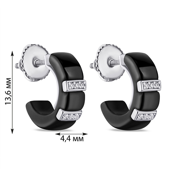 Сережки зі срібла і кераміки (арт. 7518/С2ФК/1002) – зображення 2