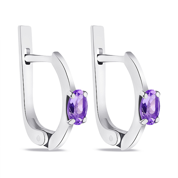 Срібні сережки з аметистом (арт. 7502/532Асп) – зображення 1