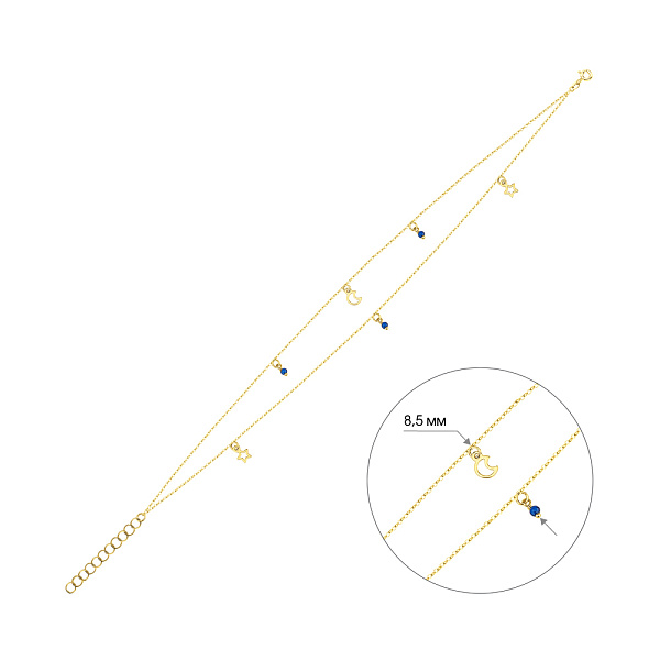 Золотий браслет на ногу з підвісками (арт. 326940жсн) – зображення 2