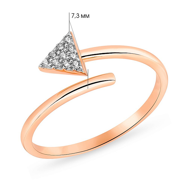 Незамкнутое золотое кольцо с фианитами (арт. 155298) – изображение 3