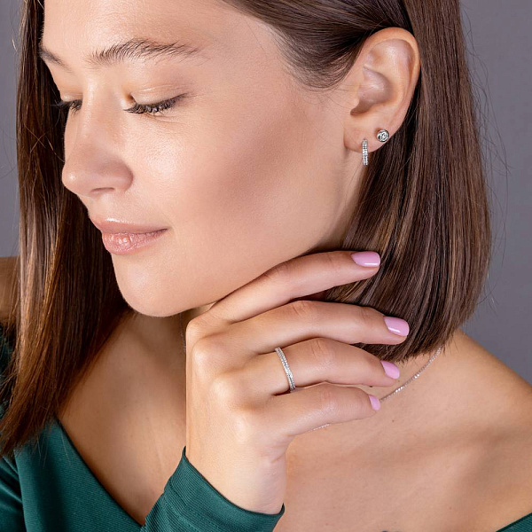 Золотые серьги-кольца с бриллиантами (арт. С011642020б) – изображение 3