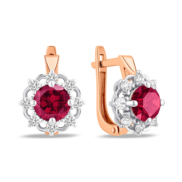 Сережки з червоного золота з гранатом і фіанітами (арт. 111042ПгР) – зображення 1