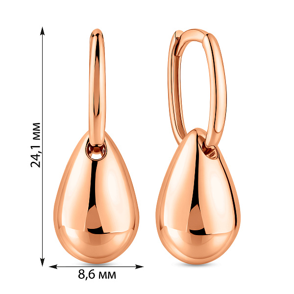 Сережки Капля из красного золота (арт. 1101222) – изображение 4