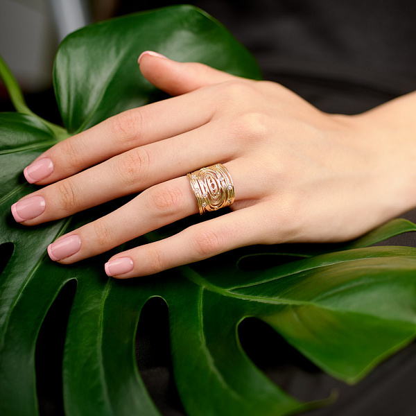 Золотое кольцо незамкнутое Francelli с фианитами (арт. 154688ж) – изображение 3