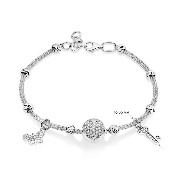 Браслет из белого золота с подвесками (арт. 325070бП2) – изображение 2