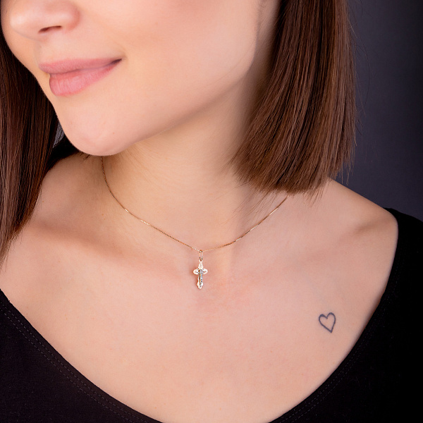 Хрестик з червоного золота з розп'яттям (арт. 517301) – зображення 3