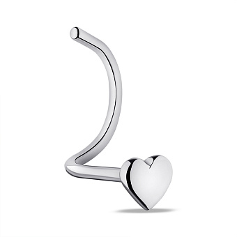 Фото Серебряная серьга-пирсинг Сердце для носа (арт. 7512/ПР2/003)
