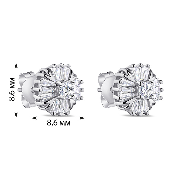 Серьги-пусеты серебряные с фианитами  (арт. 7518/6169) – изображение 2