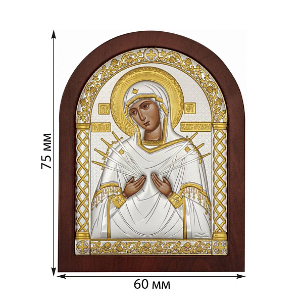 Икона Божья Матерь Семистрельная (75х60 мм) (арт. A-1/006G/К) – изображение 2