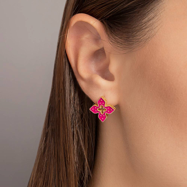 Сережки з жовтого золота з емаллю (арт. 1091580/15жемлн) – зображення 2