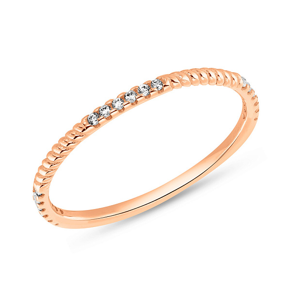 Тонка каблучка з червоного золота з фіанітами (арт. 155566) – зображення 1